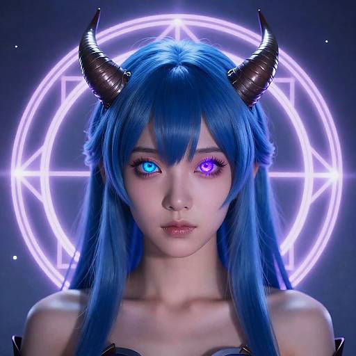 Glowing Demon Girl with Magic Circle