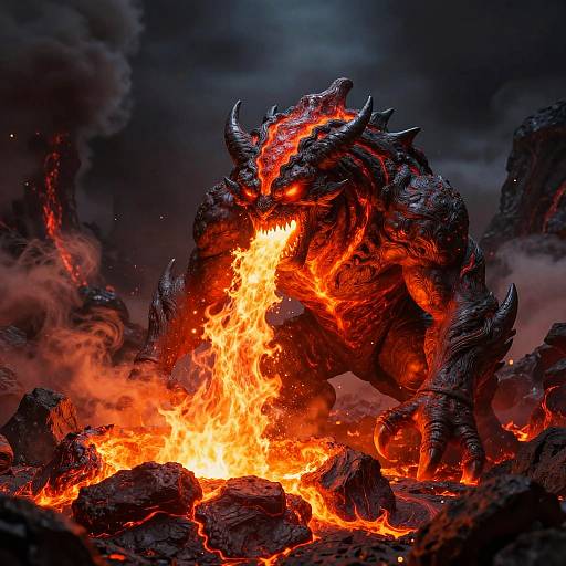 Lava Elemental Emerging from Magma Crater