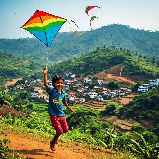Child Flying Kite in Goan Hills