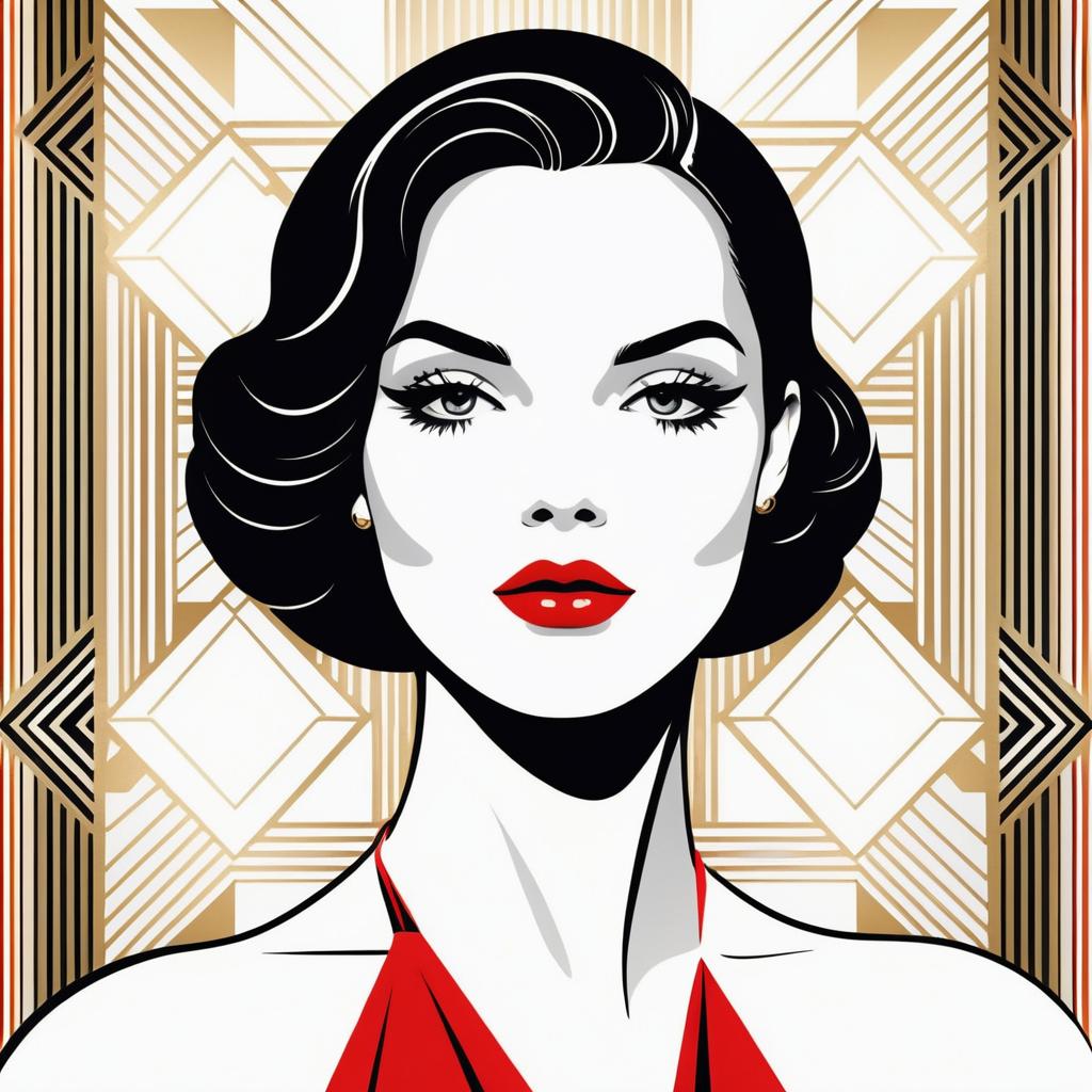 Elegant Glamour Woman in Minimalist Art