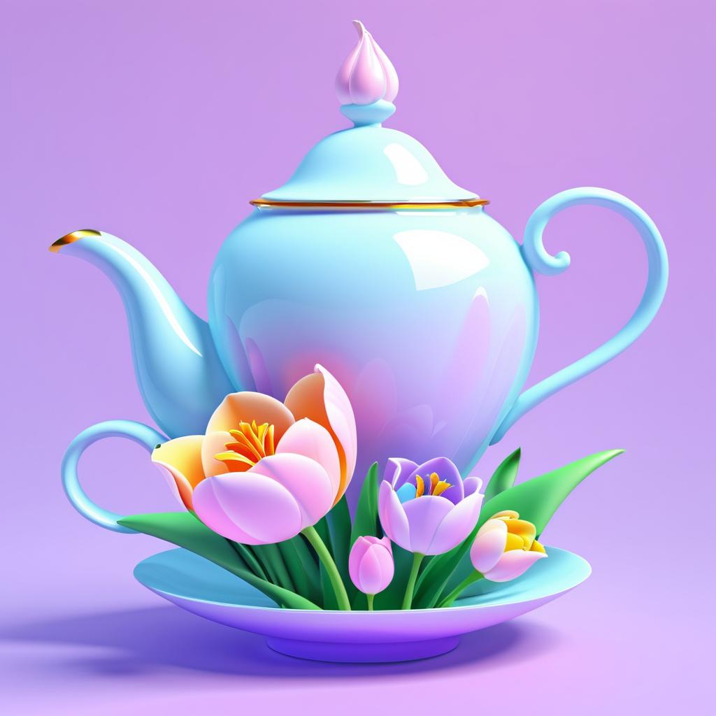 Surreal Teapot-Shaped Blooming Tulip