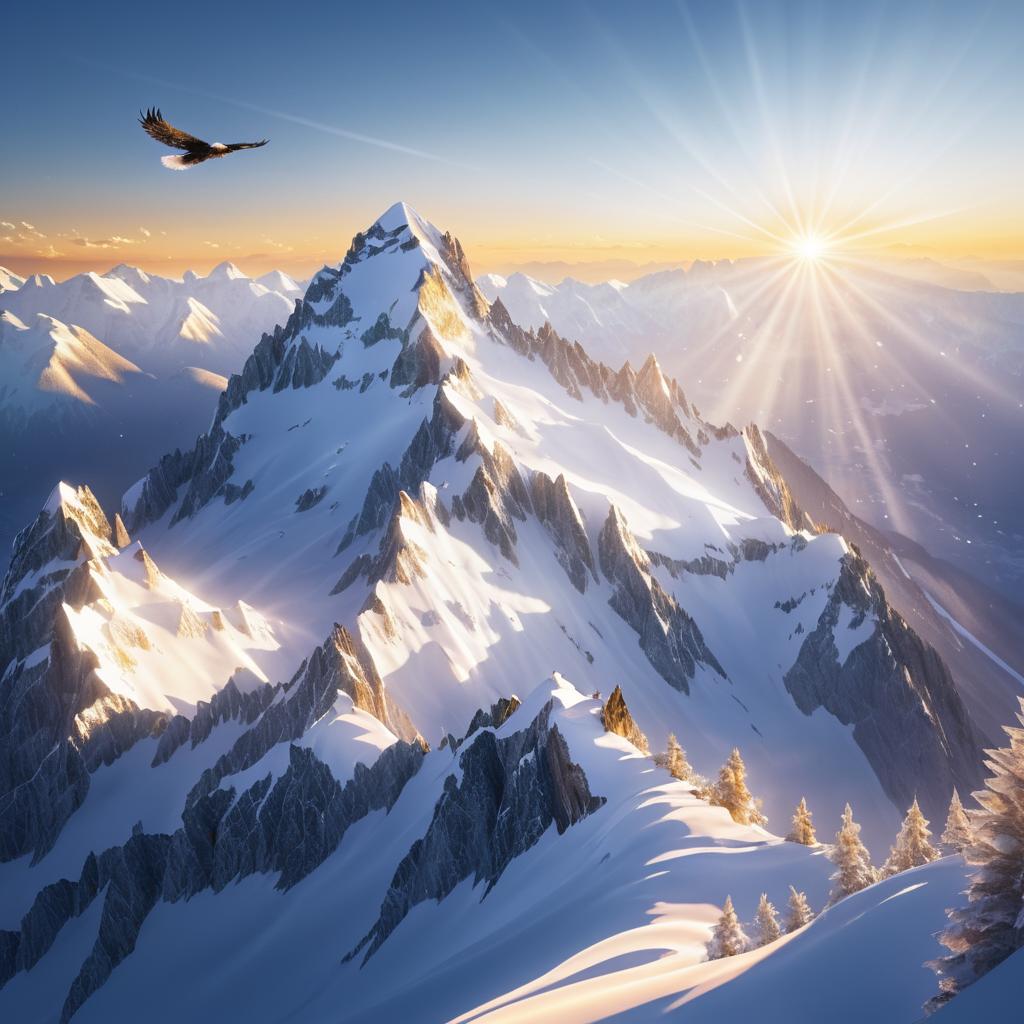 Majestic Sunrise Over Snowy Peaks