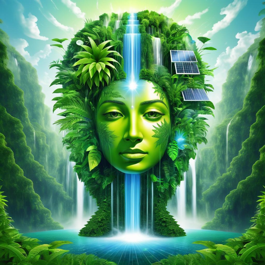 Surreal Head: Nature and Energy Fusion