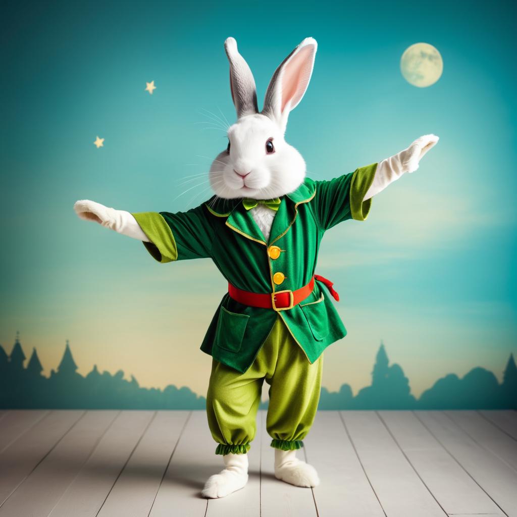 Whimsical Rabbit Dressed as Peter Pan