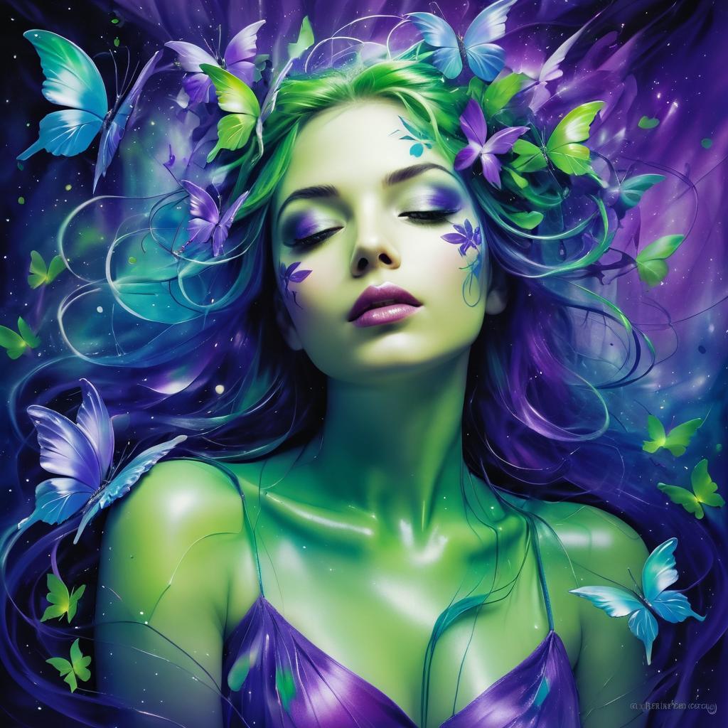 Ethereal Fantasy Portrait with Butterflies