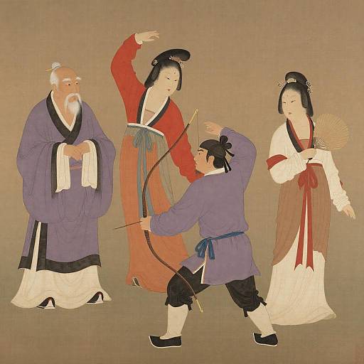 Dynamic East Asian Figures in Harmony
