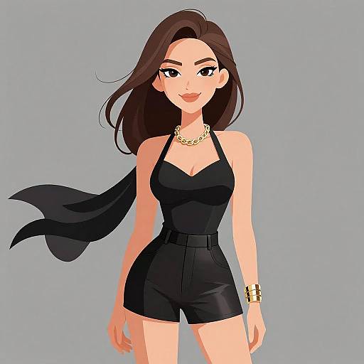 Chic Smiling Woman in Stylish Outfit