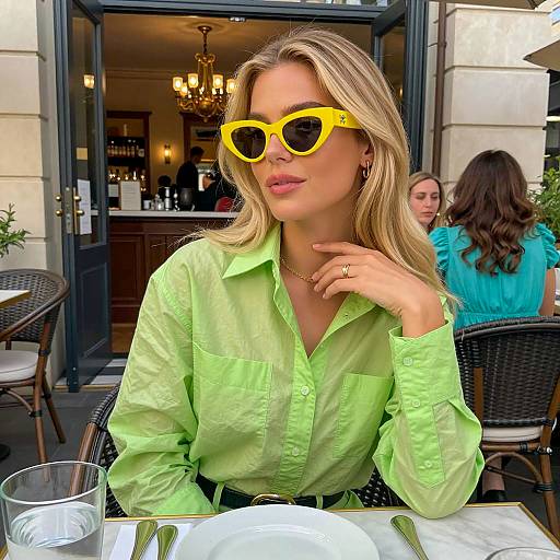 Bright Summer Dining Scene with Woman