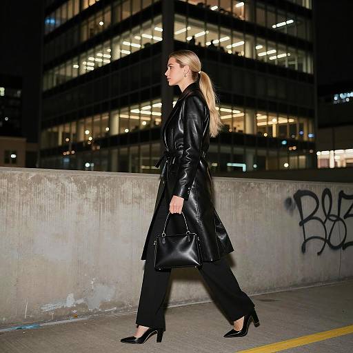 Urban Night Stroll: Blonde in Leather