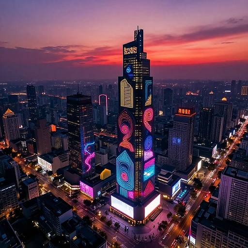 Futuristic Neon Cityscape at Twilight