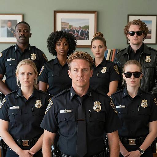 Serious Police Officers in a Room