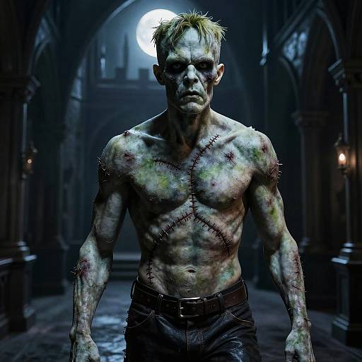 Accurate Frankenstein's Monster in Gothic Castle