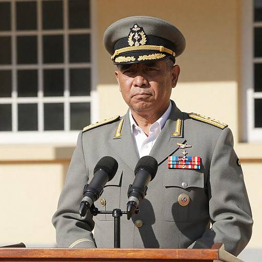 Stern Military Officer at Podium