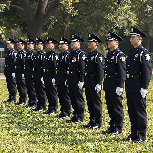 Uniformed Officers Stand Vigilantly in Park