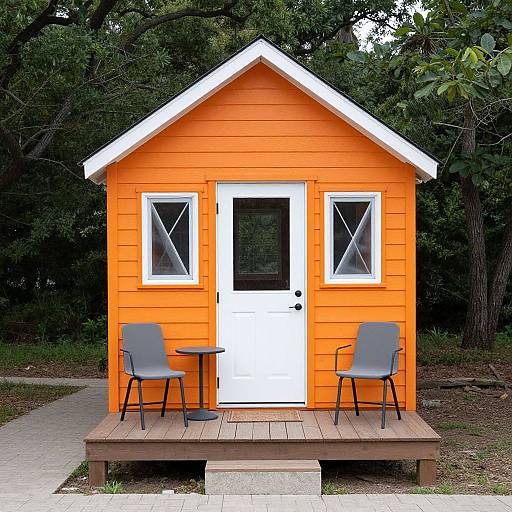 Funky Tiny Orange House with Porch