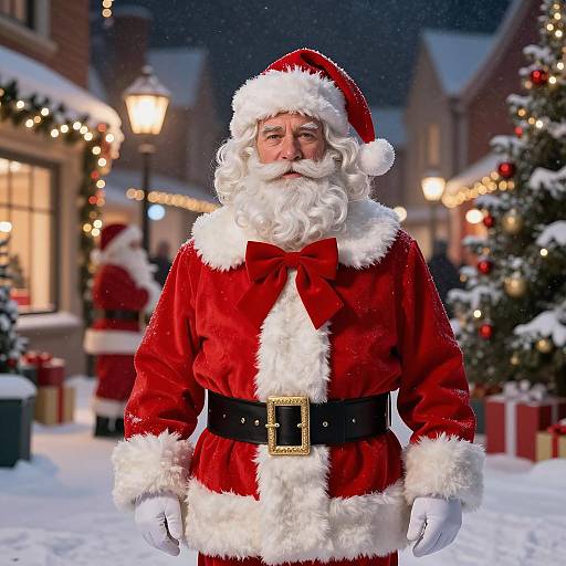 Santa Claus in Festive Christmas Street