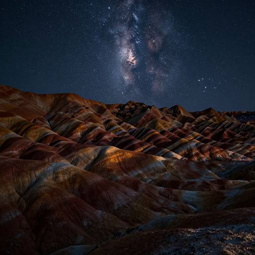 Rippling Mountains Beneath Starry Sky
