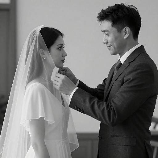 Romantic Black and White Couple Portrait