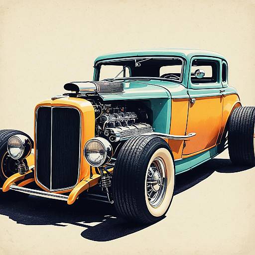 Vintage Hot Rod Car Illustration