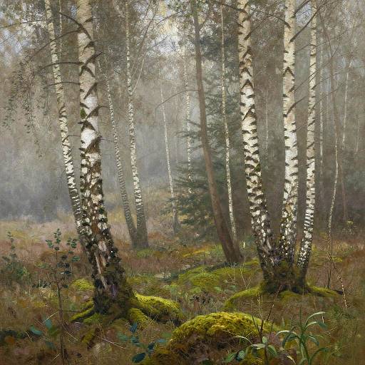 Impressionist Birch Glade Scene