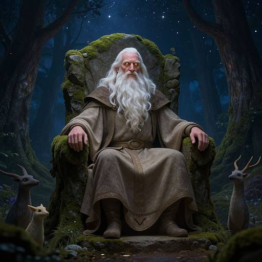 Wise Baldman Sage in Fantasy Forest