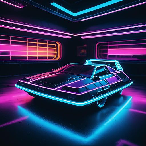Neon Dreams: A Hovercraft Nightscape Neon Dreams: A Hovercraft Nightscape