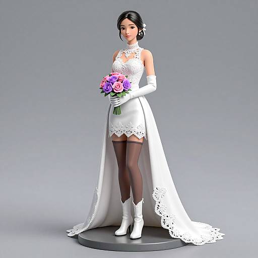 Elegant Digital Sculpture of a Bride