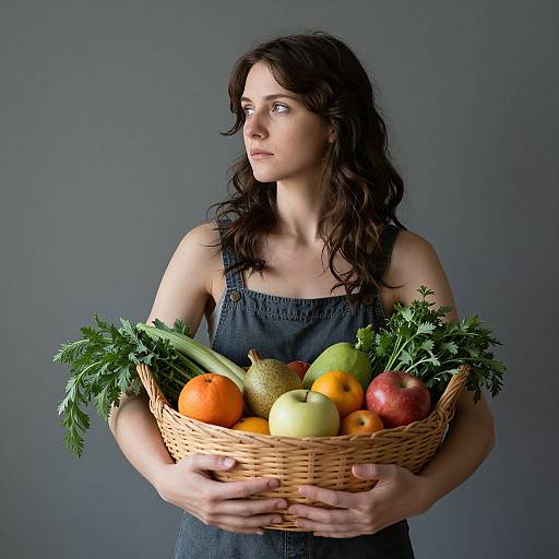 Serene Woman with Basket of Abundance