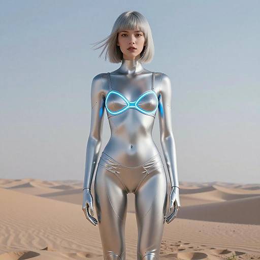 Serene Android in Futuristic Minimalism