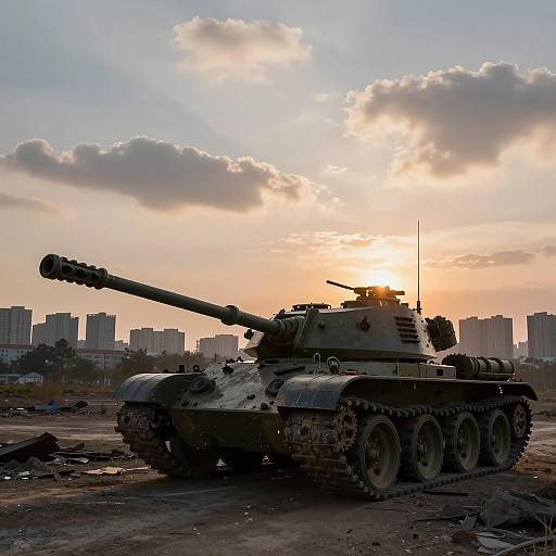 Post-Apocalyptic Cityscape at Sunset