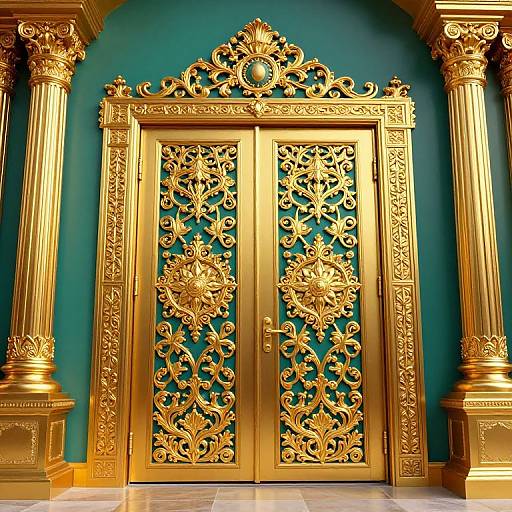 Ornate Golden Palace Gates 3D