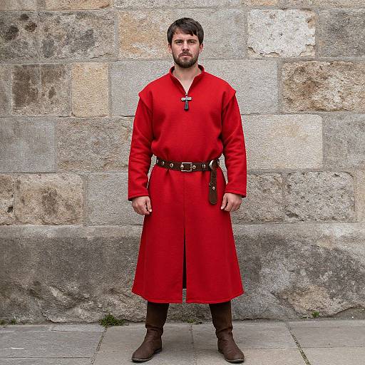 Man in Red Medieval Costume