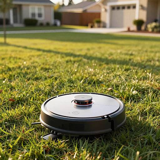 Robotic Vacuum Mower on Lawn