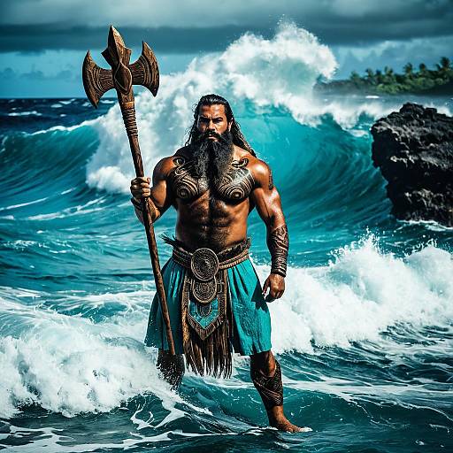Polynesian Sea God with War Club