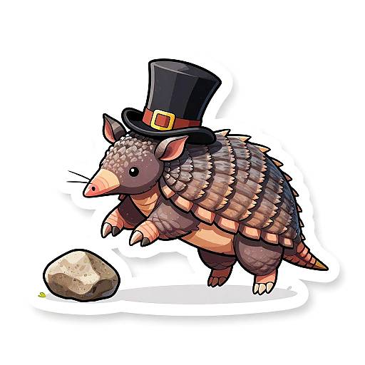 Armadillo Catching Rock Sticker