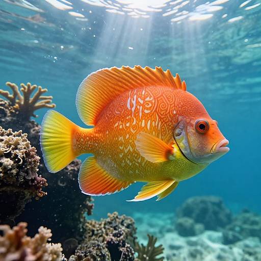 Intricate Tropical Fish Letter F