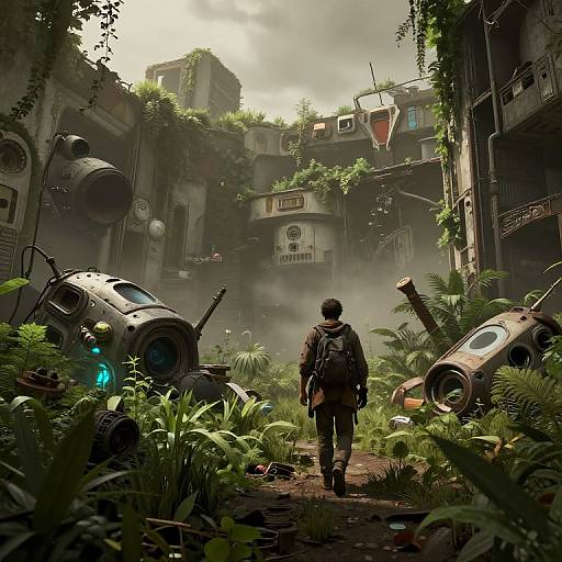 Post-Apocalyptic Ruins with Survivor