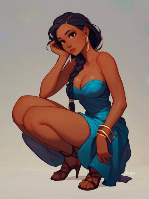 Elegant Dark-Skinned Woman in High Heels