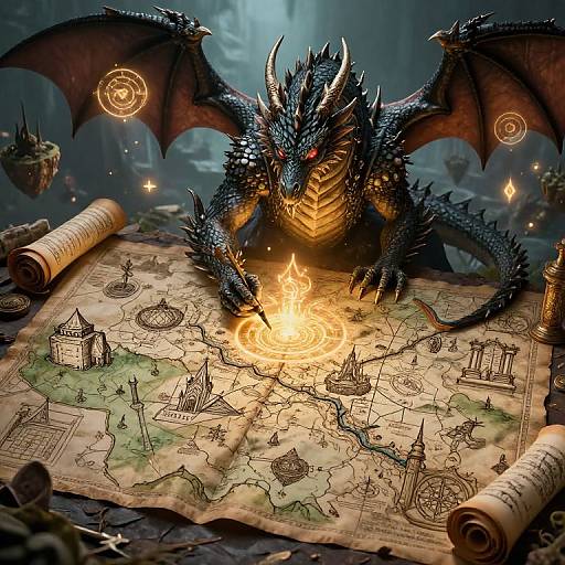 Wise Dragon Creating Magical Kingdom Map