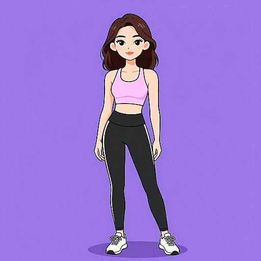 Woman in Activewear Standing on Purple Background