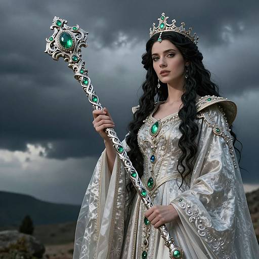 Regal Sorceress with Gemstone Staff