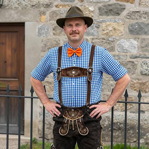 Man Wearing Traditional Bavarian Oktoberfest Costume