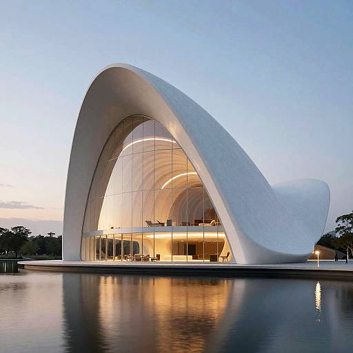 Futuristic Foam-Shaped Lake Building