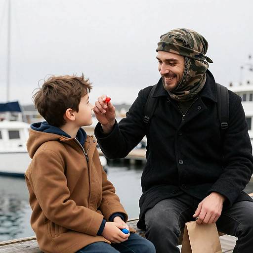Joyful Encounter on the Dock