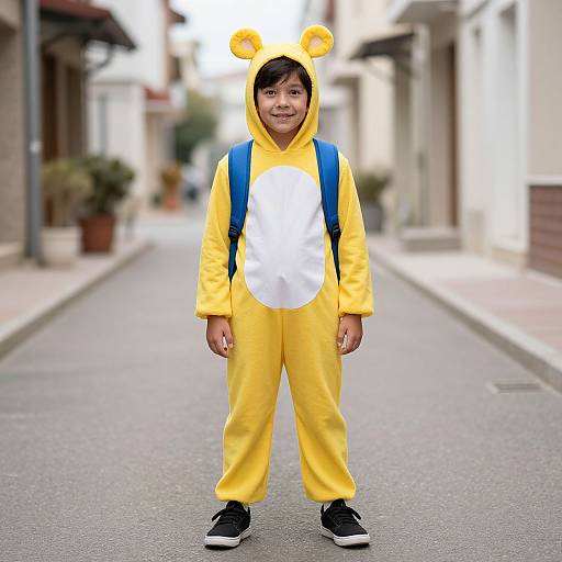 Boy in Hilarious Costume in Alley