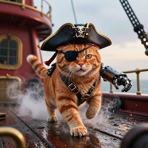 Fierce Scottish Fold Sky Pirate Captain