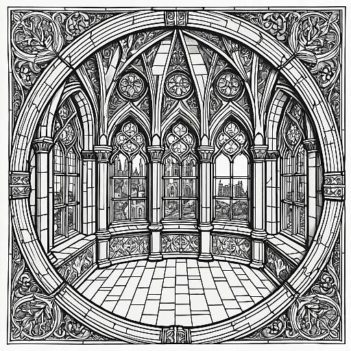Medieval Castle Interior Coloring Page