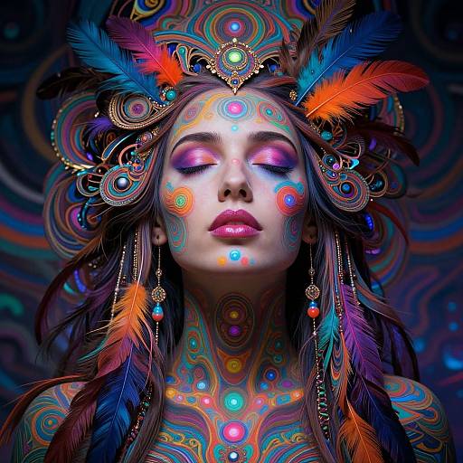 Hyperrealistic Psychedelic Woman Portrait