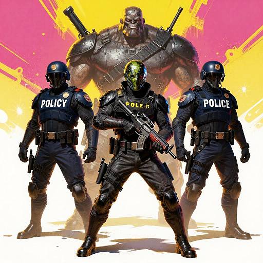Cyberpunk Mercenary Evading Police Troopers