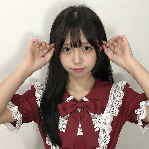 Portrait of Asian Woman in Red Dress